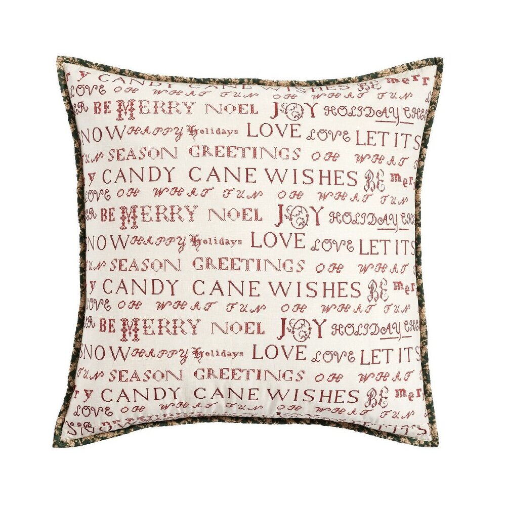 Pottery Barn Winter Wreath Quilted Pillow Sham Cover EURO Patchwork NEW - Picture 2 of 4